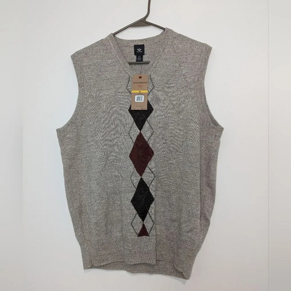 Dockers Grey Sweater Vest Men's Size Medium NWT - Picture 1 of 4